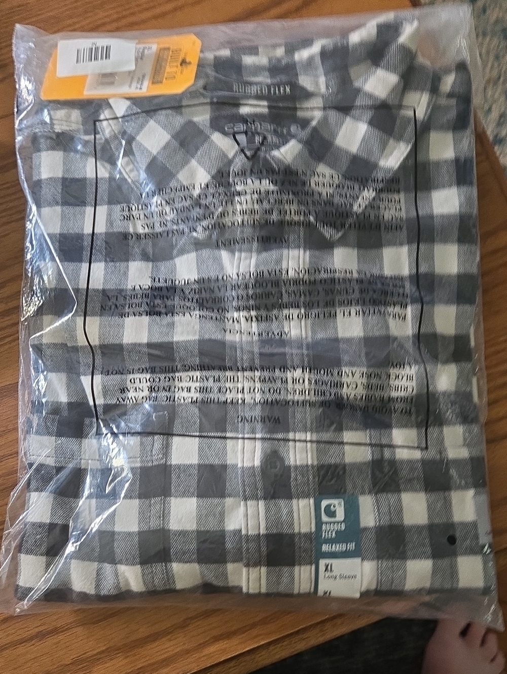 Carhartt Men's Black and White Plaid Button-Down Shirt